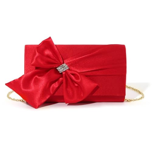 ZEPFJHE Damen-Umhängetasche mit Kettenriemen, Schleifen, Abendtasche, Handtasche, elegante Bankett-Geldbörse, Schulter für Party, Damen, Abend-Handtasche, Schleifen, Clutch, Geldbörse, elegante von ZEPFJHE