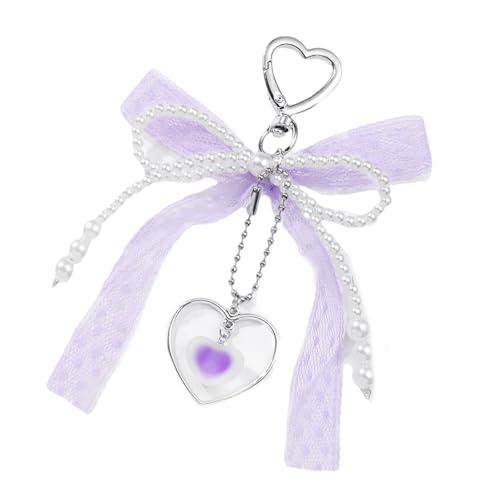 ZEPFJHE Delicate Ribbon Und Perlen Bowknot Keyring Mode Bows Bag Anhänger Einzigartiger Schlüsselbund Schmuck Geschenk Für Den Täglichen Gebrauch Reisetaschen Schlüsselbund von ZEPFJHE