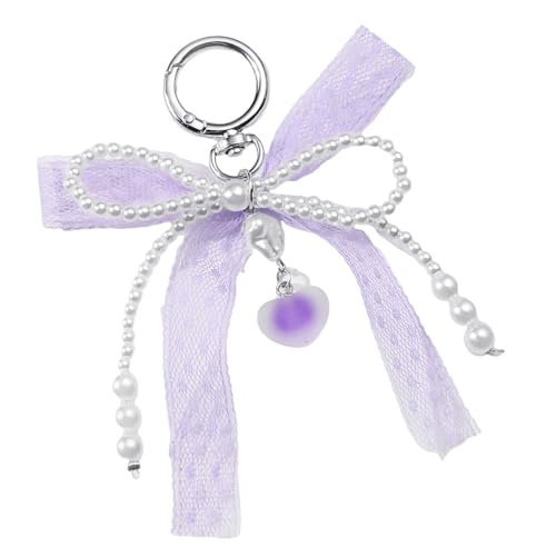 ZEPFJHE Delicate Ribbon Und Perlen Bowknot Keyring Mode Bows Bag Anhänger Einzigartiger Schlüsselbund Schmuck Geschenk Für Den Täglichen Gebrauch Reisetaschen Schlüsselbund von ZEPFJHE