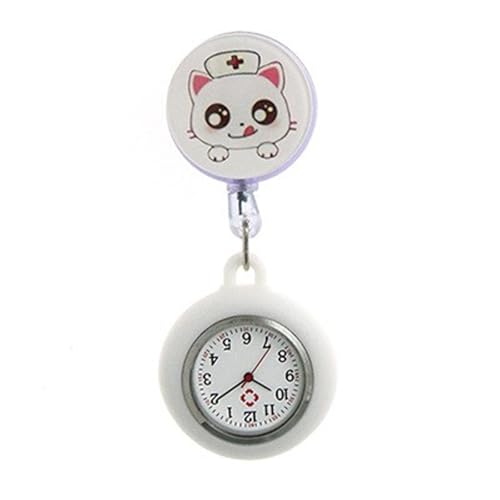 ZEPFJHE Einziehbare Krankenschwesteruhren für Krankenschwestern und Ärzte mit Cartoon-Design, Silikonabdeckungen, leicht lesbare Zifferblätter, Krankenhaus-Profi-Uhr, Q von ZEPFJHE