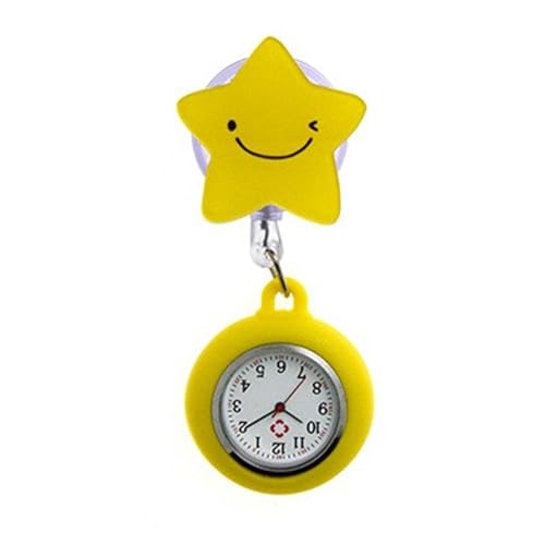 ZEPFJHE Einziehbare Krankenschwesteruhren für Krankenschwestern und Ärzte mit Cartoon-Design, Silikonabdeckungen, leicht lesbare Zifferblätter, Krankenhaus-Profi-Uhr, R von ZEPFJHE