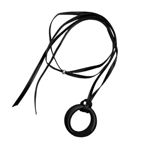 ZEPFJHE Elegante, robuste Lederhalskette mit stilvollem, rundem Anhänger für trendige Erwachsene, suchen Sie einzigartige Stile, Mode-Accessoires, Freizeit- und Partykleidung, Einheitsgröße, Wie von ZEPFJHE