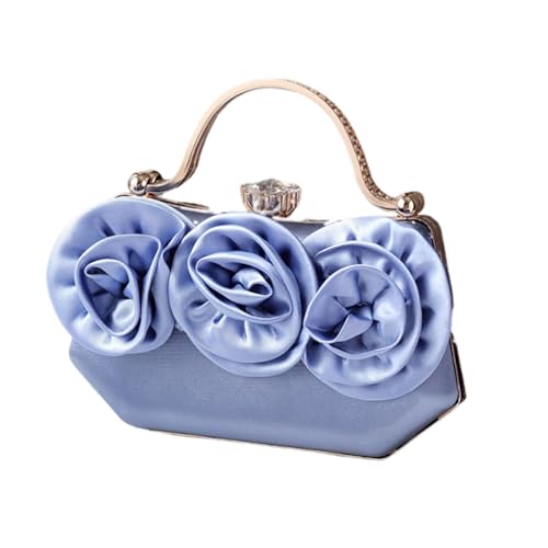 ZEPFJHE Elegante Abend-Clutches für Damen, Satin, Strass, Blume, Handtasche mit Crossbody-Kette, für Hochzeit und Partys, elegante Abend-Clutch, blau, One Size ZEPFJHE Elegante Abend-Clutches für Damen, Satin, Strass, Blume, Handtasche mit Crossbody-Kette, für Hochzeit und Partys, elegante Abend-Clutch, blau, One Size von ZEPFJHE