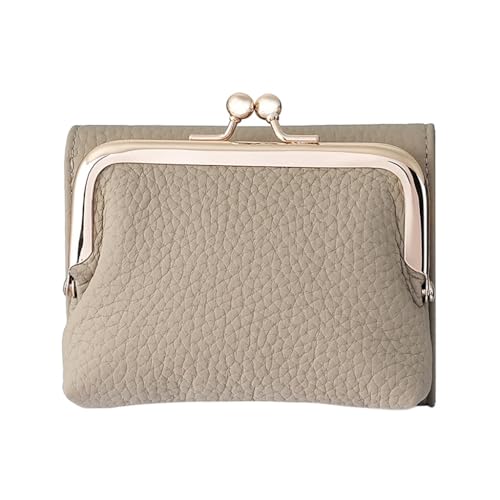 ZEPFJHE Elegante Damen Kurze Geldbörse Kreditkartenetui PU Leder Geldbörse Münzfach Einfacher Zugang für verschiedene Anlässe, grau von ZEPFJHE