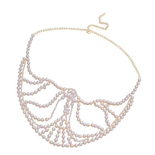 ZEPFJHE Elegante Halbmaske Perlen Gesichtsbehörde Cosplay Gesichtskette Imitieren Perlen Unisex Modeschmuck Für Party Wear Women Bankettmaske von ZEPFJHE