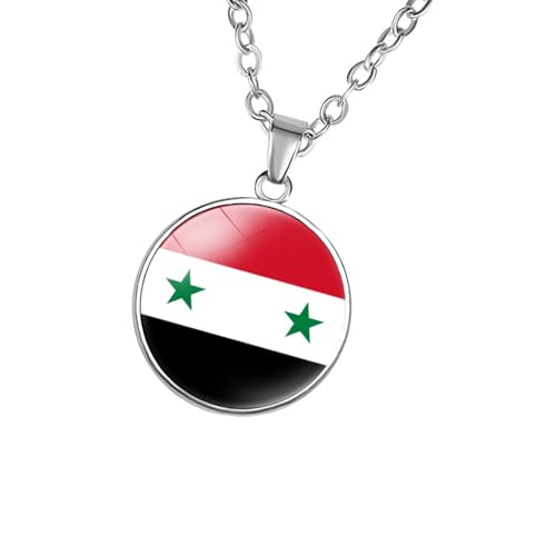 ZEPFJHE Elegante Halskette mit syrischen Flaggen, symbolisiert Nationalstolz und kulturelle Identität aus robusten Materialien, Freizeitkleidung, kultureller Symbol-Anhänger, Einheitsgröße, Wie von ZEPFJHE