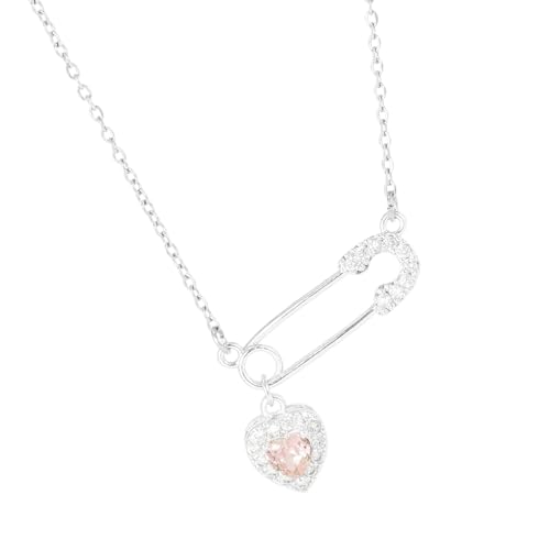 ZEPFJHE Elegante Love Pin Heart Halskette Mit Bequemer Verschleiß Robuster Kupfer Für Trendige Frauen Tägliche Verschleiß Und Geschenke Die Sicherheitsnadel Anhänger Halskette Geben von ZEPFJHE