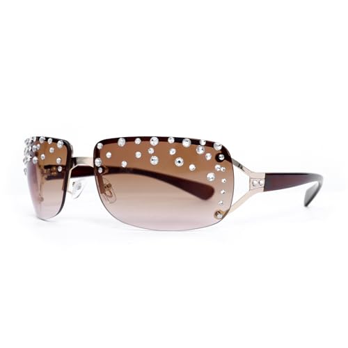 ZEPFJHE Elegante Randstall Strasssteine ​​Schatten Trendy Brille Für Reisebühne Musikfestival Foto Requisiten Liefern Sonnenbrillen Für Frauen von ZEPFJHE