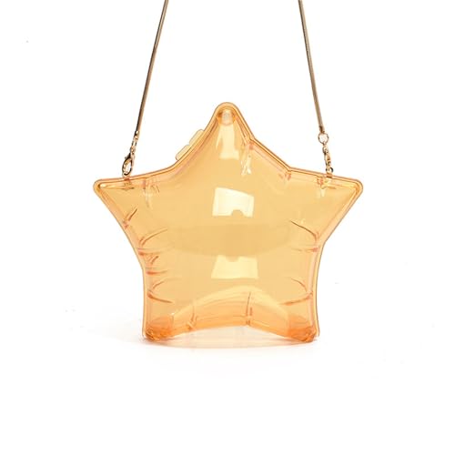 ZEPFJHE Elegante Sternform PVC Abend Geldbeutel Für Abschlussball Hochzeitsfeiernöketaschen Süßigkeitenfarbe Crossbody Tasche Mit Kettenriemenstudentiere Umhängetasche von ZEPFJHE