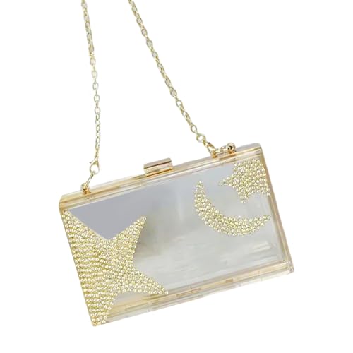 ZEPFJHE Elegante Strassstichkasten Abendbeutel Kette Schulterpreis Clear Crossbody Tasche Für Hochzeiten Partys Und Cocktail Bankett Modischer Abend von ZEPFJHE