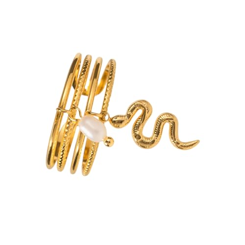 ZEPFJHE Eleganter Edelstahl Gold Herz Anhänger Doppelschicht Öffnungsringe Für Frauen Tragbar Für Besondere Anlässe Minimalistischer Schmuck von ZEPFJHE