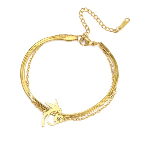 ZEPFJHE Eleganter Kolibri-Blumen-Charm, verstellbare Länge, Handkette, Schmuck für Damen und Mädchen, hypoallergen, Einheitsgröße, Wie beschrieben von ZEPFJHE