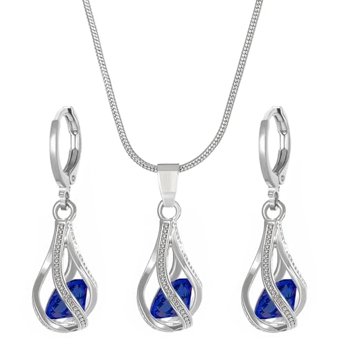 ZEPFJHE Elegantes Schmuck-Set mit kubischen Zirkonia-Kristallen, Halskette und Ohrringen, Einheitsgröße, Wie beschrieben, Wie beschrieben von ZEPFJHE