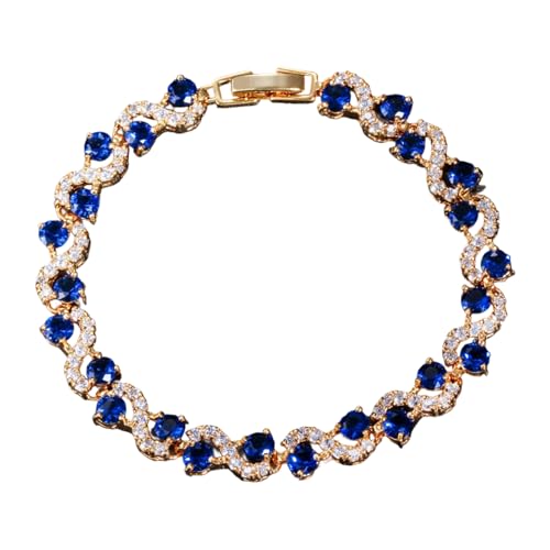 ZEPFJHE Elegantes Tennisarmband mit runden Zirkonia-Steinen für Frauen, künstliche Diamanten, Party-Zubehör, bunte Zirkonia, Einheitsgröße, Wie beschrieben von ZEPFJHE