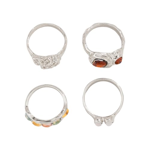ZEPFJHE Elegantes geometrisches Edelstein-Ring-Set in hellem Goldton, Dekoration für den täglichen Gebrauch oder Abendveranstaltungen, den täglichen Gebrauch, Edelstein-Schmuck-Set von ZEPFJHE