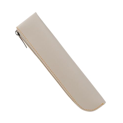 ZEPFJHE Federmäppchen aus PU-Leder, großes Fassungsvermögen, Stifteetui, einfache Tasche, Stiftebeutel, Schreibtisch-Organizer für Studenten, PU-Leder, einfache Schule, Bürobedarf, Bienenweiß von ZEPFJHE