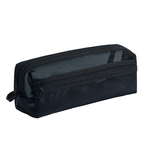 ZEPFJHE Federmäppchen mit großem Fassungsvermögen, 2 Fächer, Reise-Organizer-Tasche, leicht, durchsichtig, für Schüler, Bleistift-Organizer, Schwarz , N, Mass Beauty von ZEPFJHE