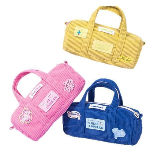 ZEPFJHE Federmäppchen mit großem Fassungsvermögen, Cord-Stifttasche, Crossbody-Bleistifttasche, Reise-Make-up-Tasche für Studenten, Frauen, Kinder, Cord-Umhängetasche, a von ZEPFJHE