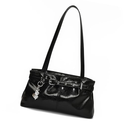 ZEPFJHE Frauen PU Umhängetasche Stilvolle Achselhalterhandtasche Modische Achselhöhlen Taschen Mit Charmedekoration Für Den Täglichen Gebrauch Frauen Mode Umhängetasche von ZEPFJHE