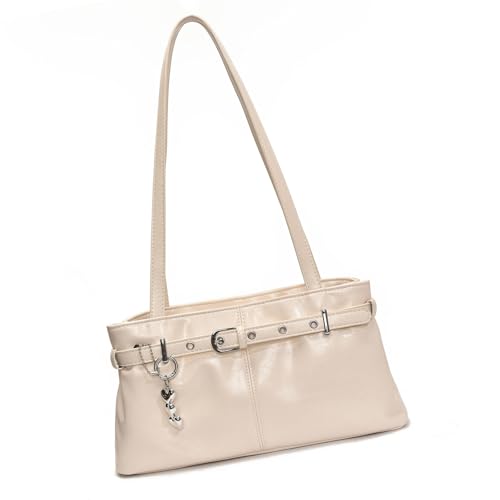 ZEPFJHE Frauen PU Umhängetasche Stilvolle Achselhalterhandtasche Modische Achselhöhlen Taschen Mit Charmedekoration Für Den Täglichen Gebrauch Frauen Mode Umhängetasche von ZEPFJHE