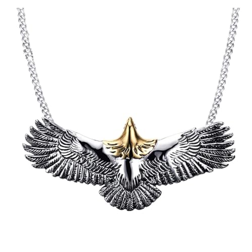 ZEPFJHE Hawks-Flügel-Anhänger, Titan-Stahlkette, Gothic-Schmuck, Halskette, modisches Accessoire, Stile, Geschenke für ihn, Herren-Hawks-Schmuck von ZEPFJHE