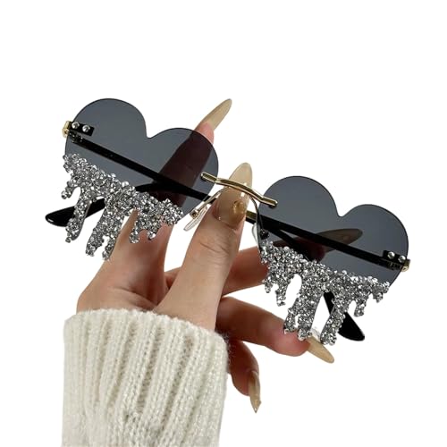 ZEPFJHE Herz Tränenmuster Brillen Trendy Mode Randless Raves Shades Sonnenbrille Geeignet Für Musikfestivals Trendy Herz Sonnenbrille ZEPFJHE Herz Tränenmuster Brillen Trendy Mode Randless Raves Shades Sonnenbrille Geeignet Für Musikfestivals Trendy Herz Sonnenbrille von ZEPFJHE