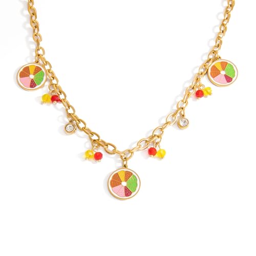 ZEPFJHE Jugendliche Obstheize Halskette Edelstahl Kette Neckchian Bequemer Tragen Schmuck Mode Accessoire Mode Accessoire von ZEPFJHE