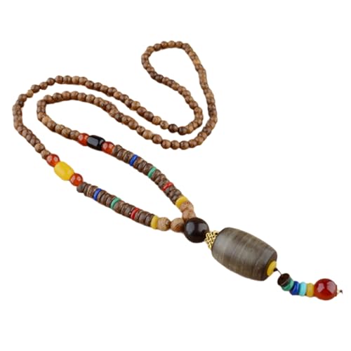 ZEPFJHE Klassische lange Bodhi-Holzperlen-Halskette, Pullover-Kette für Mode-Enthusiasten und spirituelle Sucher, lange Holzkette, Einheitsgröße, Wie beschrieben, Wie beschrieben von ZEPFJHE