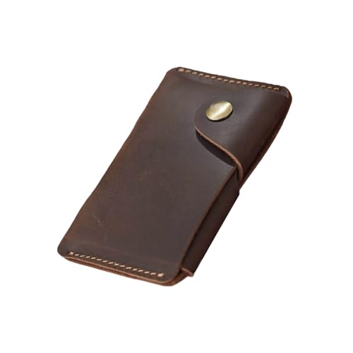 ZEPFJHE Kreditkartenhalter, Münzgeldbörse, Lederetui mit Knopfverschluss, Kleingeld, Retro, Geldbörse für Damen und Herren, kleine Kreditbrieftasche, Münz-Organizer mit Schnappverschluss, Kaffeebraun von ZEPFJHE