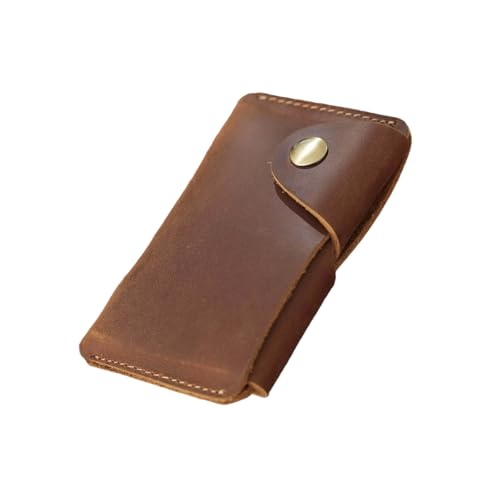 ZEPFJHE Kreditkartenhalter, Münzgeldbörse, Lederetui mit Knopfverschluss, Kleingeld, Retro, Geldbörse für Damen und Herren, kleine Kreditbrieftasche, Münz-Organizer mit Schnappverschluss, braun von ZEPFJHE