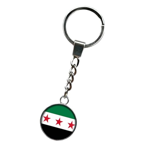 ZEPFJHE Länderflaggen-Anhänger-Halskette, Syrien-Charm-Halskette, modische Halskette, Halsschmuck/Tasche, Schlüsselanhänger für Männer und Frauen, kulturelle Identität, Einheitsgröße, Wie beschrieben von ZEPFJHE