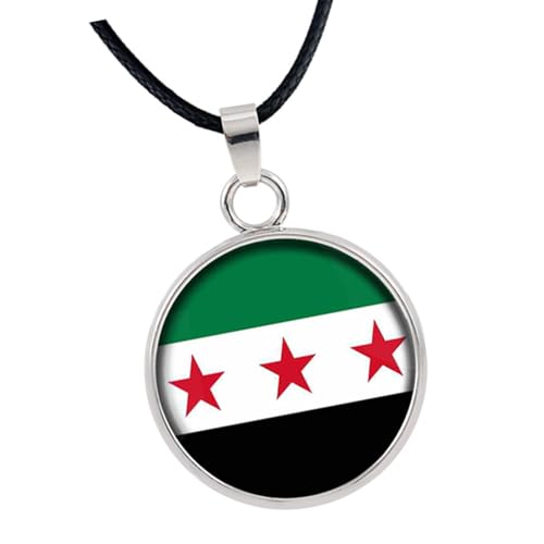 ZEPFJHE Länderflaggen-Anhänger-Halskette, Syrien-Charm-Halskette, modische Halskette, Halsschmuck/Tasche, Schlüsselanhänger für Männer und Frauen, kulturelle Identität, Einheitsgröße, Wie beschrieben von ZEPFJHE