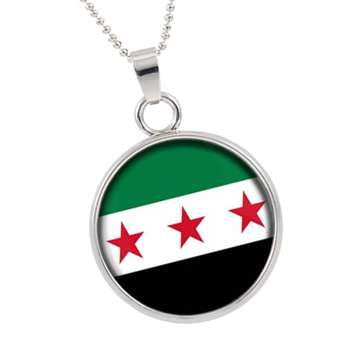 ZEPFJHE Länderflaggen-Anhänger-Halskette, Syrien-Charm-Halskette, modische Halskette, Halsschmuck/Tasche, Schlüsselanhänger für Männer und Frauen, kulturelle Identität, Einheitsgröße, Wie beschrieben von ZEPFJHE