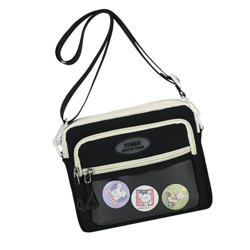 ZEPFJHE Leichte Schultertasche aus Nylon mit mehreren Fächern, für den täglichen Pendler und Freizeitausflüge, Reisetasche, Schwarz , One Size von ZEPFJHE