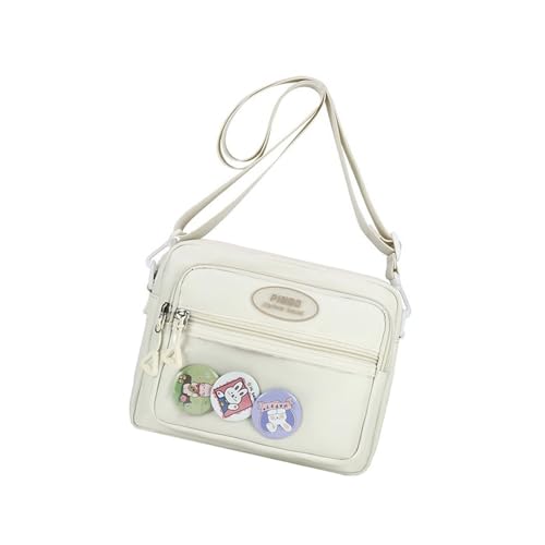 ZEPFJHE Leichte Schultertasche aus Nylon mit mehreren Fächern, für den täglichen Pendler und Freizeitausflüge, Reisetasche, beige, One Size von ZEPFJHE