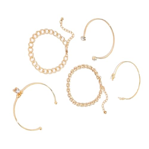 ZEPFJHE Mehrere Stile 5 Stück Armband Kollektion Mit Geometrischen Mustern Und Modischen Strassfeiern Liefert Armreifen. von ZEPFJHE