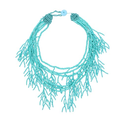 ZEPFJHE Mehrreihige Halskette, leichte Harzperlen, mehrschichtige Harzperlen, Zubehör für alltägliche Outfits, ethnische mehrschichtige Halskette, Einheitsgröße, Wie beschrieben, Wie beschrieben von ZEPFJHE