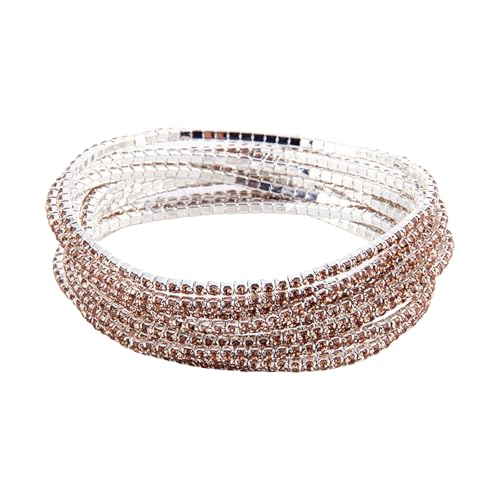 ZEPFJHE Mehrschichtige Handkette mit Kristallperlen, elastisches Strass-Armband, Zubehör für Damen und Mädchen, Kristallperle, Einheitsgröße, Wie beschrieben von ZEPFJHE