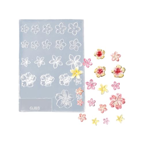 ZEPFJHE Mehrzweck-Silikon-Sakuras-Nägelhalter-Form-Set, tragbar, für Harz, Gips, Bastelbedarf, verschiedene Größen von ZEPFJHE