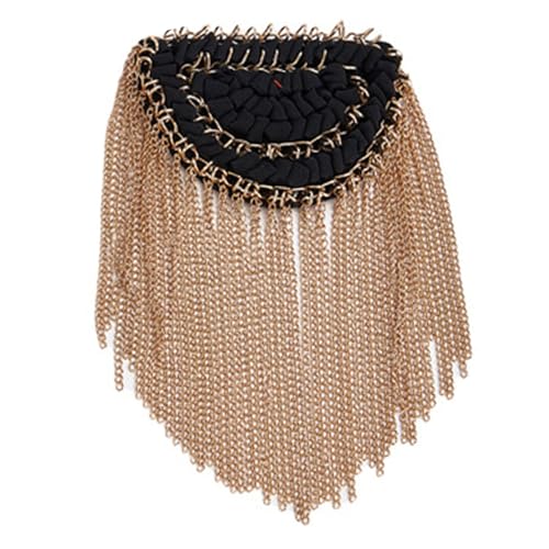 ZEPFJHE Metallquasten Fransen Epaulette Perlen Strass Schulterabzeichen für Damen Herren Party Uniform Dekoration Accessoire Abendkleid Zubehör von ZEPFJHE