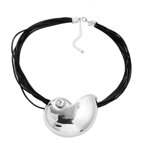 ZEPFJHE Modische Metall-Halskette für Damen, elegantes PU-Leder, Seil, Choker, stilvolle Halskette, auffälliges Accessoire, Statement-Halskette für Damen, Einheitsgröße, Wie beschrieben, Wie von ZEPFJHE