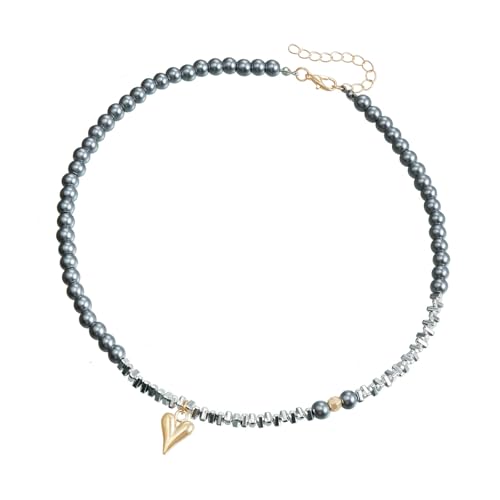 ZEPFJHE Modische Perlen-Halskette, handgefertigt mit Perlen, zarte Halskette, geeignet für modische Liebhaber, Geschenk, elegant von ZEPFJHE