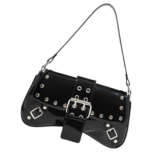 ZEPFJHE Modische Unterarmtasche, PU-Leder, Nieten, Handtasche, Achseltasche, Schultertasche, geeignet für Arbeitstermine und Einkaufsausflüge, Retro-Abendbörse, Schwarz , One Size ZEPFJHE Modische Unterarmtasche, PU-Leder, Nieten, Handtasche, Achseltasche, Schultertasche, geeignet für Arbeitstermine und Einkaufsausflüge, Retro-Abendbörse, Schwarz , One Size von ZEPFJHE