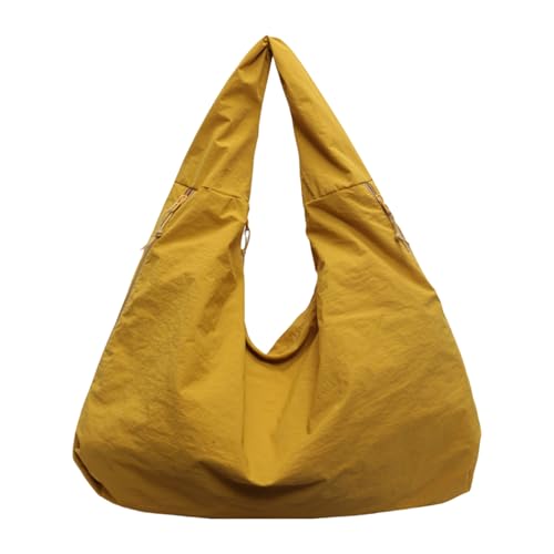 ZEPFJHE Modische einfarbige Damentasche mit strukturierten Designs, Schultertasche, lässiger Tragegriff oben, Geldbörse für verschiedene Anlässe, Unterarm-Packung, gelb, One Size von ZEPFJHE