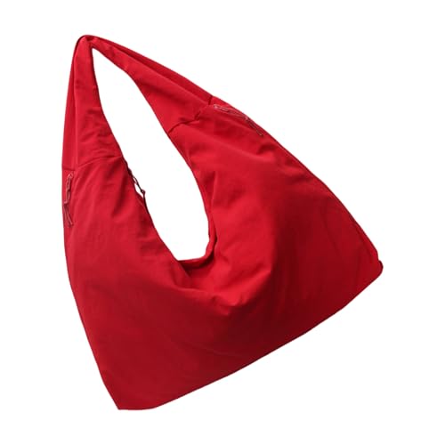 ZEPFJHE Modische einfarbige Damentasche mit strukturierten Designs, Schultertasche, lässiger Tragegriff oben, Geldbörse für verschiedene Anlässe, Unterarm-Packung, rot, One Size von ZEPFJHE