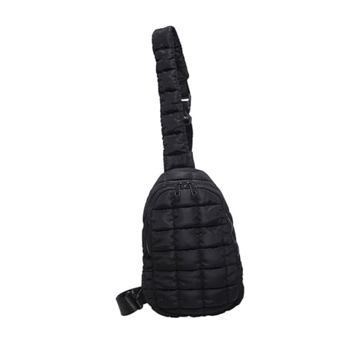ZEPFJHE Modische gesteppte Puffer-Brusttasche, kleine Umhängetasche, verstellbarer Schulterrucksack mit mehreren Innentaschen, kleine Brusttasche, Schwarz , One Size von ZEPFJHE