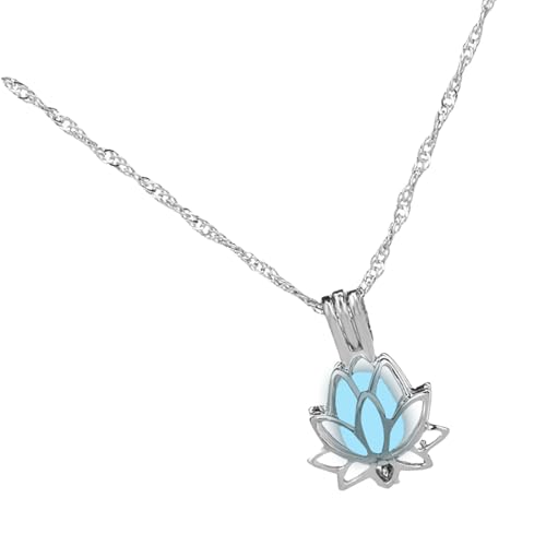 ZEPFJHE Nachtleuchtende Lotus-Anhänger, Halskette, symbolisiert Reinheit und Ruhe, Legierung, Textur, Geschenk für Mode-Enthusiasten, modische Party-Halskette, Einheitsgröße, Wie beschrieben, Wie von ZEPFJHE