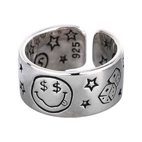 ZEPFJHE Öffnungsringe mit lächelndem Gesicht, Sterne, Würfel, verstellbare Größe, stilvoller Schmuck für trendige und stilvolle Outfits, offen, verstellbar, Einheitsgröße, Wie beschrieben, Wie ZEPFJHE Öffnungsringe mit lächelndem Gesicht, Sterne, Würfel, verstellbare Größe, stilvoller Schmuck für trendige und stilvolle Outfits, offen, verstellbar, Einheitsgröße, Wie beschrieben, Wie von ZEPFJHE