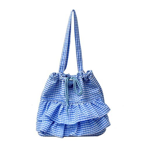 ZEPFJHE Praktische Leinwand Umhängetasche Mit Rüschenverkleidung Und Geräumige Innenräume Jugendliche Mode Taschen Reisen Sie Die Achselhänder Handtasche Alltagstasche von ZEPFJHE