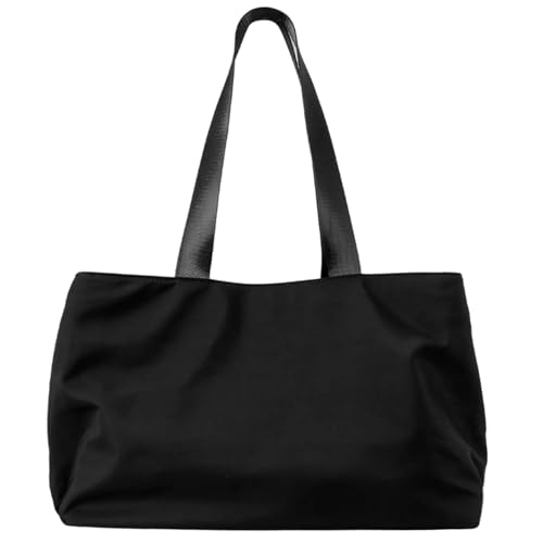 ZEPFJHE Praktische Nylon-Umhängetasche für Damen mit großem Fassungsvermögen und verschleißfestem Design, Shopper Handtasche für Reisen oder Arbeit, kurze Reise, Schwarz , One Size von ZEPFJHE